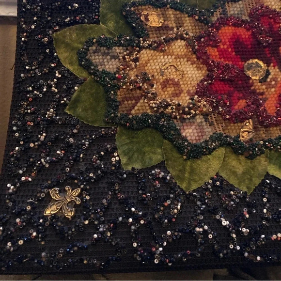 Vintage 1950s Soure Bag Embroidered with Beading and Applique - Picture 2 of 8